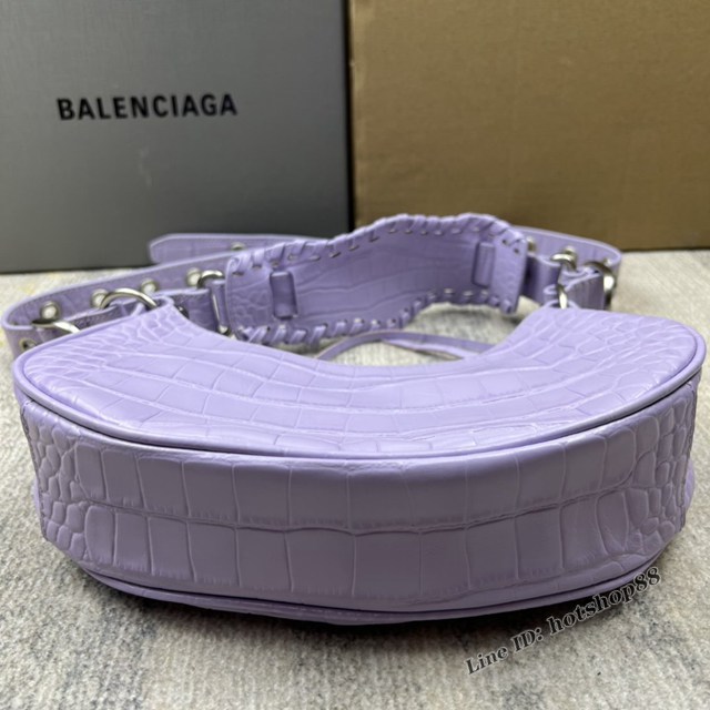 Balenciaga專櫃爆款Le Cagole半月牙腋下包餃子包 巴黎世家經典小號爆裂黑鱷金機車包 fyj1089